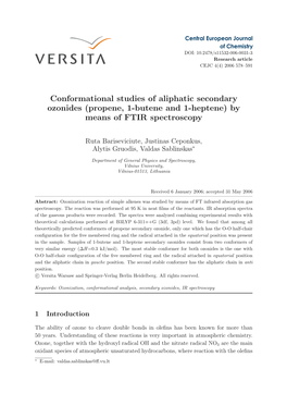 Conformational Studies of Aliphatic Secondary Ozonides (Propene, 1-Butene and 1-Heptene) by Means of FTIR Spectroscopy