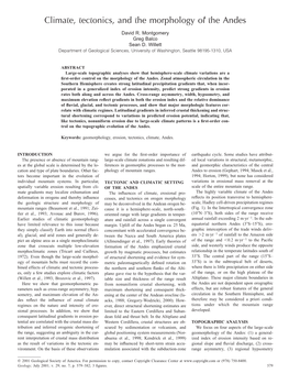 Climate, Tectonics, and the Morphology of the Andes