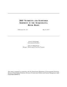 2015 Nutrients and Suspended Sediment in the Susquehanna River Basin