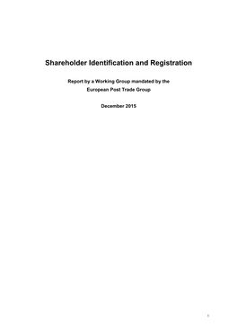 Shareholder Identification and Registration