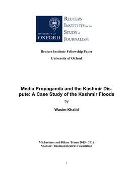 Pute: a Case Study of the Kashmir Floods By