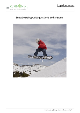 Snowboarding Quiz: Questions and Answers