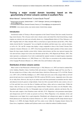 Tracing a Major Crustal Domain Boundary Based on the Geochemistry of Minor Volcanic Centres in Southern Peru