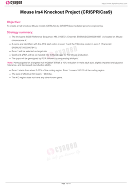 Mouse Irs4 Knockout Project (CRISPR/Cas9)