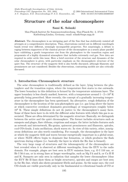 Structure of the Solar Chromosphere