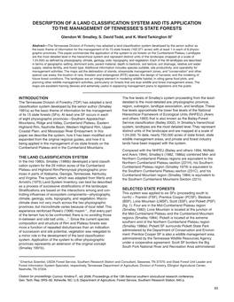 Description of a Land Classification System and Its Application to the Management of Tennessee’S State Forests