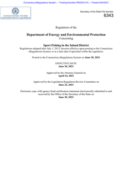 Department of Energy and Environmental Protection Concerning