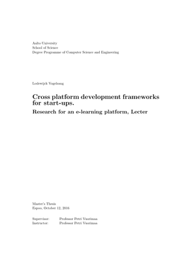 Cross Platform Development Frameworks for Start-Ups. Research for an E-Learning Platform, Lecter