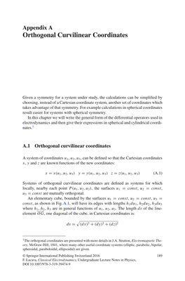 Appendix a Orthogonal Curvilinear Coordinates