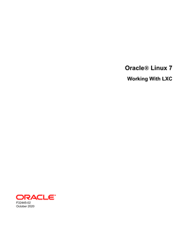 Oracle® Linux 7 Working with LXC