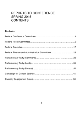 Reports to Conference Spring 2015 Contents