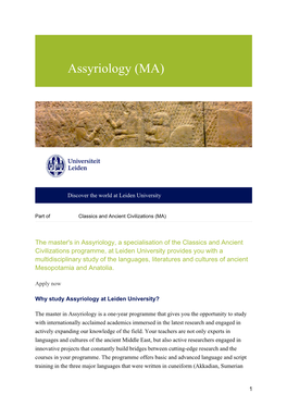 Assyriology (MA)