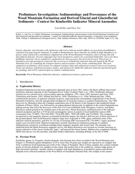 Sedimentology and Provenance of the Wood Mountain Formation and Derived Glacial and Glaciofluvial Sediments – Context for Kimberlite Indicator Mineral Anomalies