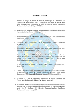 DAFTAR PUSTAKA 1. Soeroso S, Isbagio H