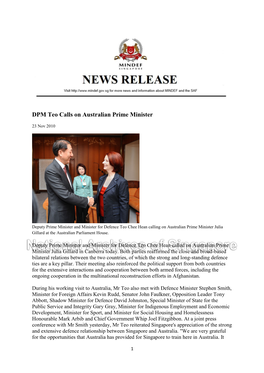 DPM Teo Calls on Australian Prime Minister