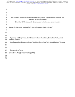 The Kinesin-8 Member Kif19 Alters Microtubule Dynamics, Suppresses