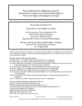 Panama Breached Its Obligations Under the International Covenant on Civil and Political Rights to Protect the Rights of Its Indigenous People