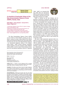 A Checklist of Freshwater Fishes of the New Amarambalam Reserve Forest (NARF), That We Only Collected Minimum Number of Specimens Kerala, India