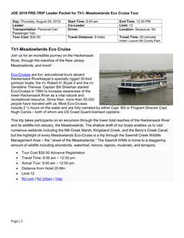 Th1-Meadowlands Eco Cruise Join Us for an Incredible Journey on the Hackensack River, Through the Marshes of the New Jersey Meadowlands, and More!