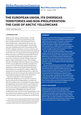 The European Union, Its Overseas Territories and Non-Proliferation: the Case of Arctic Yellowcake