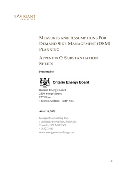 Measures and Assumptions for Demand Side Management (Dsm) Planning