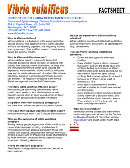 Vibrio Vulnificus Fact Sheet