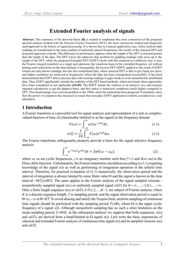 Extended Fourier Analysis of Signals