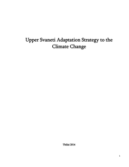 Upper Svaneti Adaptation Strategy to the Climate Change