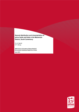 General Distribution and Characteristics of Active Faults and Folds in the Mackenzie District, South Canterbury D.J.A