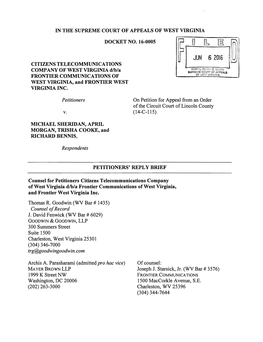 Reply Brief, Citizens Telecommunications Company Of