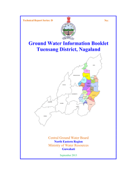 Ground Water Information Booklet Tuensang District, Nagaland
