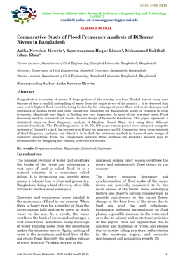 Comparative Study of Flood Frequency Analysis of Different Rivers in Bangladesh