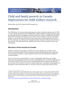 Child and Family Poverty in Canada: Implications for Child Welfare Research