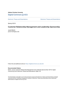 Customer Relationship Management and Leadership Sponsorship