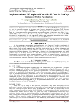 Implementation of PS2 Keyboard Controller IP Core for on Chip Embedded System Applications