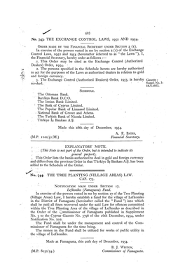 693 No. 743. the EXCHANGE CONTROL LAWS, 1952 and 1954