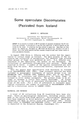 Some Operculate (Pezizales) from Discomycetes Iceland