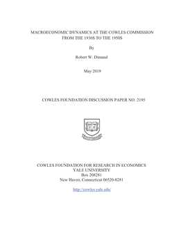 Macroeconomic Dynamics at the Cowles Commission from the 1930S to the 1950S