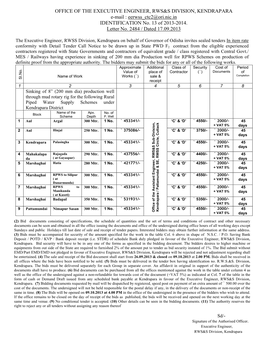 Office of the Executive Engineer, Rws&S Division