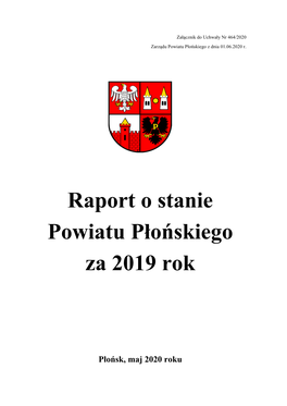 Raport O Stanie Powiatu Płońskiego Za 2019 Rok