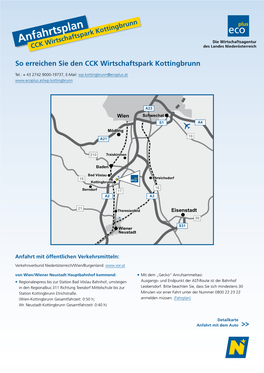 Anfahrtsplan CCK Wirtschaftspark Kottingbrunn