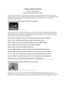 Korean War Timeline America's Forgotten War by Kallie Szczepanski, About.Com Guide