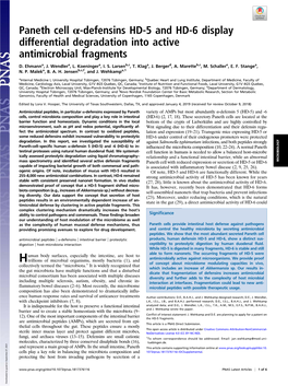 Paneth Cell Α-Defensins HD-5 and HD-6 Display Differential Degradation Into Active Antimicrobial Fragments