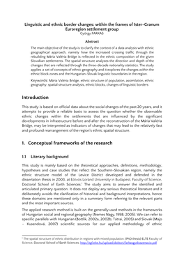 Introduction 1. Conceptual Frameworks of the Research