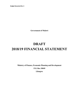 Malawi 2018-19 Draft Financial Statement