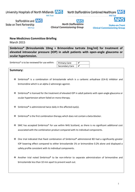 New Medicines Committee Briefing March 2015 Simbrinza