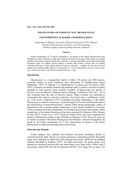 Pollen Flora of Pakistan -Xlii. Brassicaceae Anjum