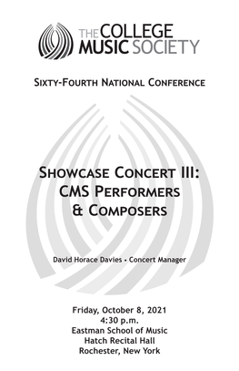 Showcase Concert III: CMS Performers & Composers