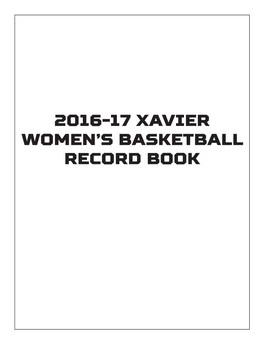 2016-17 Xavier Women's Basketball Record Book