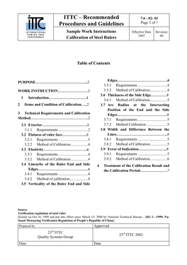 Verification Regulation of Steel Ruler